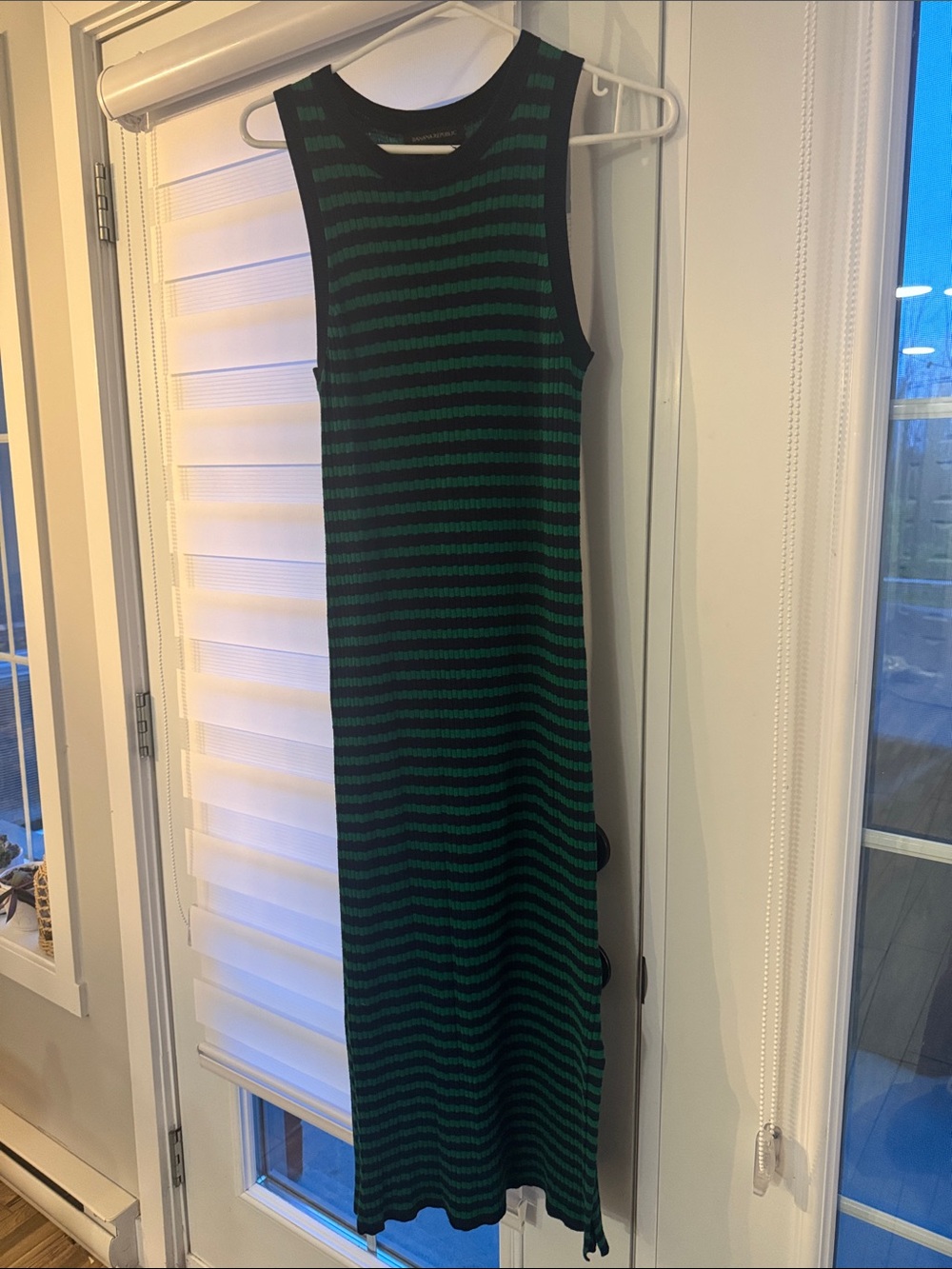 Banana Republic Striped Sleeveless Knit Maxi Dress - Green/blue